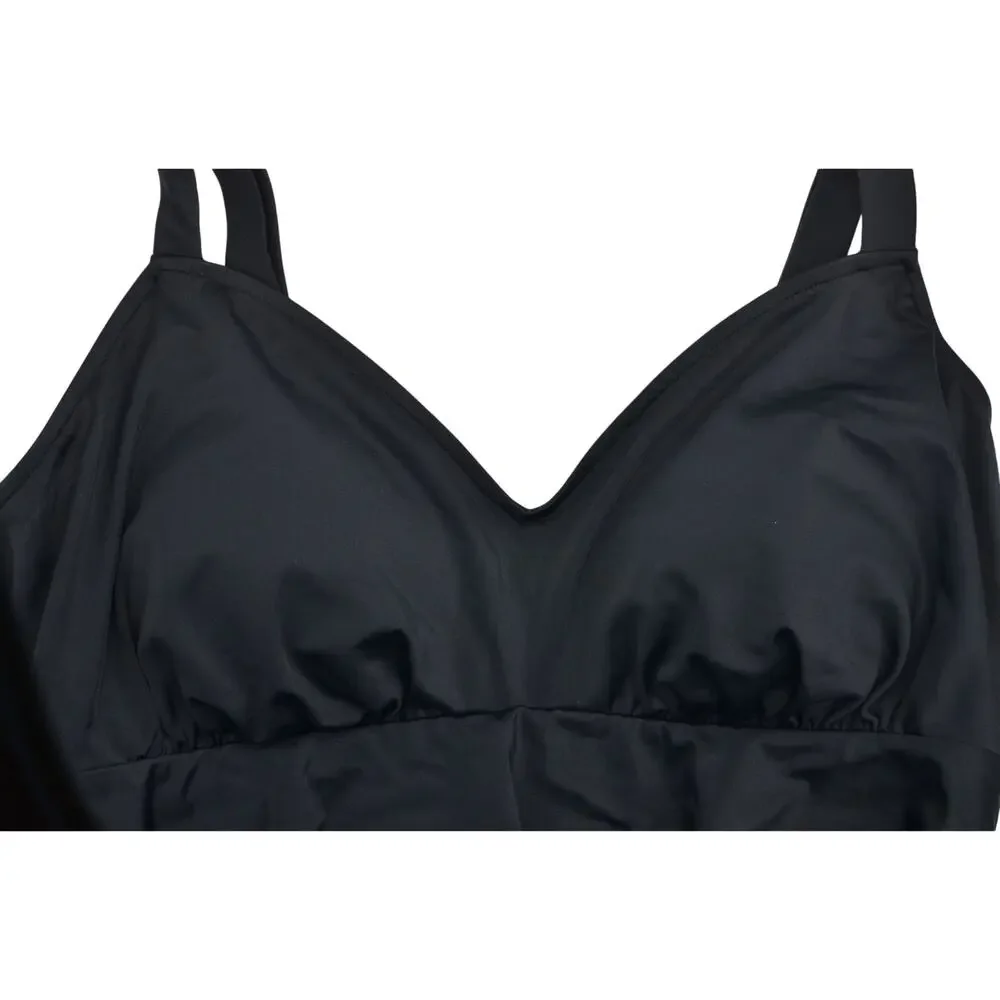 Swim Solutions Women's Black Swan Tiered-Ruffle Tankini Top In Black - Picture 3 of 6